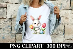 Easter Bunny Egg Flower, Clipart |T-shirt, Mug PNG Product Image 3
