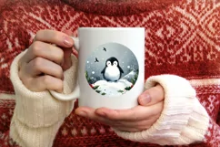 Winter Penguin Watercolor PNG Product Image 4