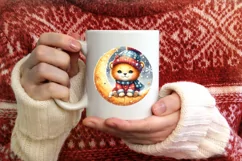 Cute Baby Lion on Moon PNG Product Image 3