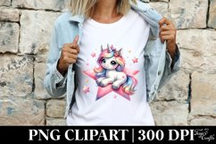 Cute Unicorn on a Red Star Clipart |T-shirt, Mug, Tumbler Product Image 3