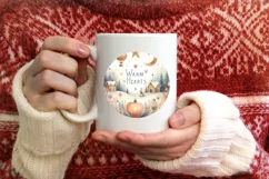 Watercolor Christmas Scene Warm Hearts Sublimation PNG Product Image 1