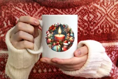 Watercolor Mountain Santa Round Ornament Product Image 3