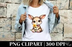 Rabbit | Bunny Flower, Clipart |T-shirt, Mug PNG Product Image 3
