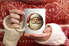 Christmas Round Vintage Santa Ornament Sublimation Product Image 3