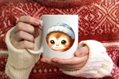 Cute Baby Monkey in Winter Clothes PNG Product Image 1
