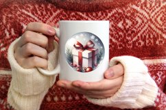 Gift Centered Round Christmas Ornament Sublimation PNG Product Image 3