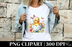 Duckling with Easter Bunny Ears Flower, Clipart |T-shirt Product Image 4