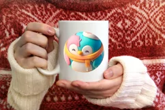 Christmas Penguin Round Ornament Sublimation PNG Product Image 3