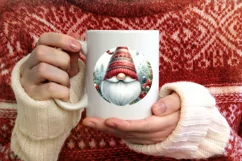 Gnome Christmas Watercolor Round PNG Product Image 4