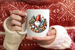 Watercolor Gnome Christmas Round PNG Product Image 4