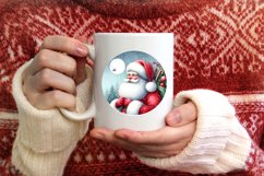 Round Santa Ornament Sublimation PNG Product Image 3