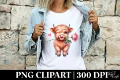 Cute Highland Cow Spring Love Flowers |T-shirt, Mug, Tumbler Product Image 3