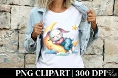Cute Bunny Wearing Clothes Sleeping Flower, Clipart Product Image 3