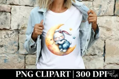 Cute Bunny Sleeping , Clipart |T-shirt, Mug PNG Product Image 4
