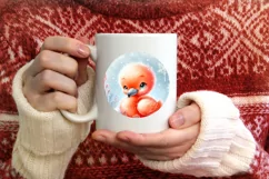 Winter Flamingo on Cloud Sublimation PNG Product Image 4