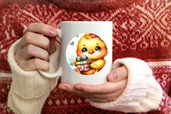 Winter Baby Chicken Vintage Digital Painting Product Image 1