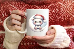 Winter Dressed Baby Bear Round Ornament Sublimation PNG Product Image 4