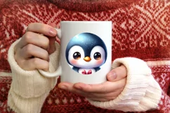 Baby Penguin with Gift Box Round Ornament Sublimation PNG Product Image 3