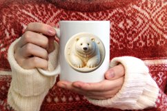Polar Bear with Depth Round Ornament Sublimation PNG Product Image 1