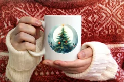 Winter Snowflake Round Ornament Sublimation PNG Product Image 3