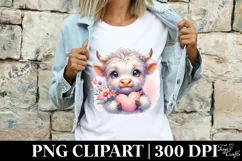 Pink Highland Cow Spring Love Flowers |T-shirt, Mug, Tumbler Product Image 4
