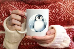 Penguin Christmas Ornament Sublimation PNG Product Image 1