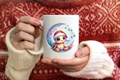 Baby Turtle in Santa Hat Christmas Ornament Sublimation PNG Product Image 4
