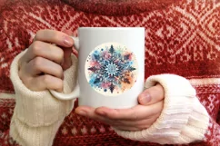 Snow Flake Christmas Round Cute Ornament Sublimation Product Image 3
