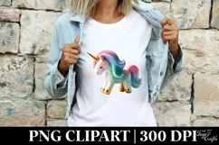 Unicorn with Golden Horn, Clipart |T-shirt, Mug, Tumbler Product Image 4