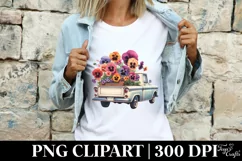 Flowers Car |T-shirt, Mug| T-shirt PNG Product Image 4