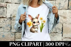 Easter Bunny Egg Flower, Clipart |T-shirt, Mug PNG Product Image 3