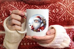 Santa Round Christmas Ornament Sublimation PNG Product Image 3