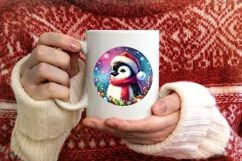 Penguin Round Ornament Sublimation PNG Product Image 4