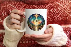 Believe Christmas Round Stained Ornament Sublimation Product Image 3
