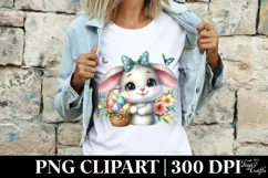 Easter Bunny Egg Flower, Clipart |T-shirt, Mug PNG Product Image 4