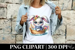 Easter Bunny Cold Egg Flower, Clipart |T-shirt, Mug PNG Product Image 4