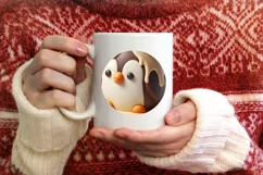 3D Marzipan Christmas Penguin PNG Product Image 1