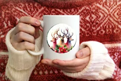Watercolor Reindeer Christmas Scene PNG Product Image 1