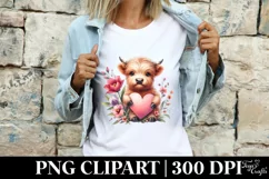 Cute Highland Cow Spring Love Flowers |T-shirt, Mug, Tumbler Product Image 3