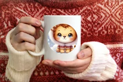 Cute Winter Lion Christmas Sticker Sublimation PNG Product Image 3
