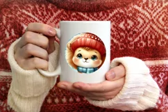 Cute Winter Lion Christmas Sticker Sublimation PNG Product Image 3