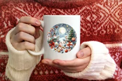 Watercolor Christmas Scene Sticker Sublimation PNG Product Image 4