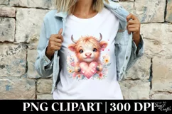 Pink Highland Cow Spring Love Flowers |T-shirt, Mug, Tumbler Product Image 4