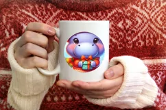 Cute Baby Hippo Watercolor PNG Product Image 4
