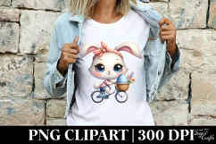 Bike Bunny Egg Flower, Clipart |T-shirt, Mug PNG Product Image 3