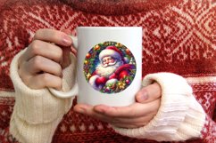 Santa Watercolor Round Ornament Sublimation PNG Product Image 1