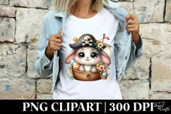 Pirate Easter Bunny Egg Flower, Clipart |T-shirt, Mug PNG Product Image 4