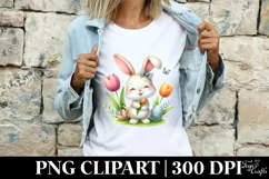 Easter Bunny Egg Flower, Clipart |T-shirt, Mug PNG Product Image 4