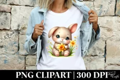 Easter Bunny Egg Flower, Clipart |T-shirt, Mug PNG Product Image 3