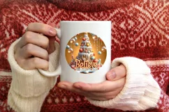 Believe Christmas Round Cute Ornament Sublimation Product Image 3